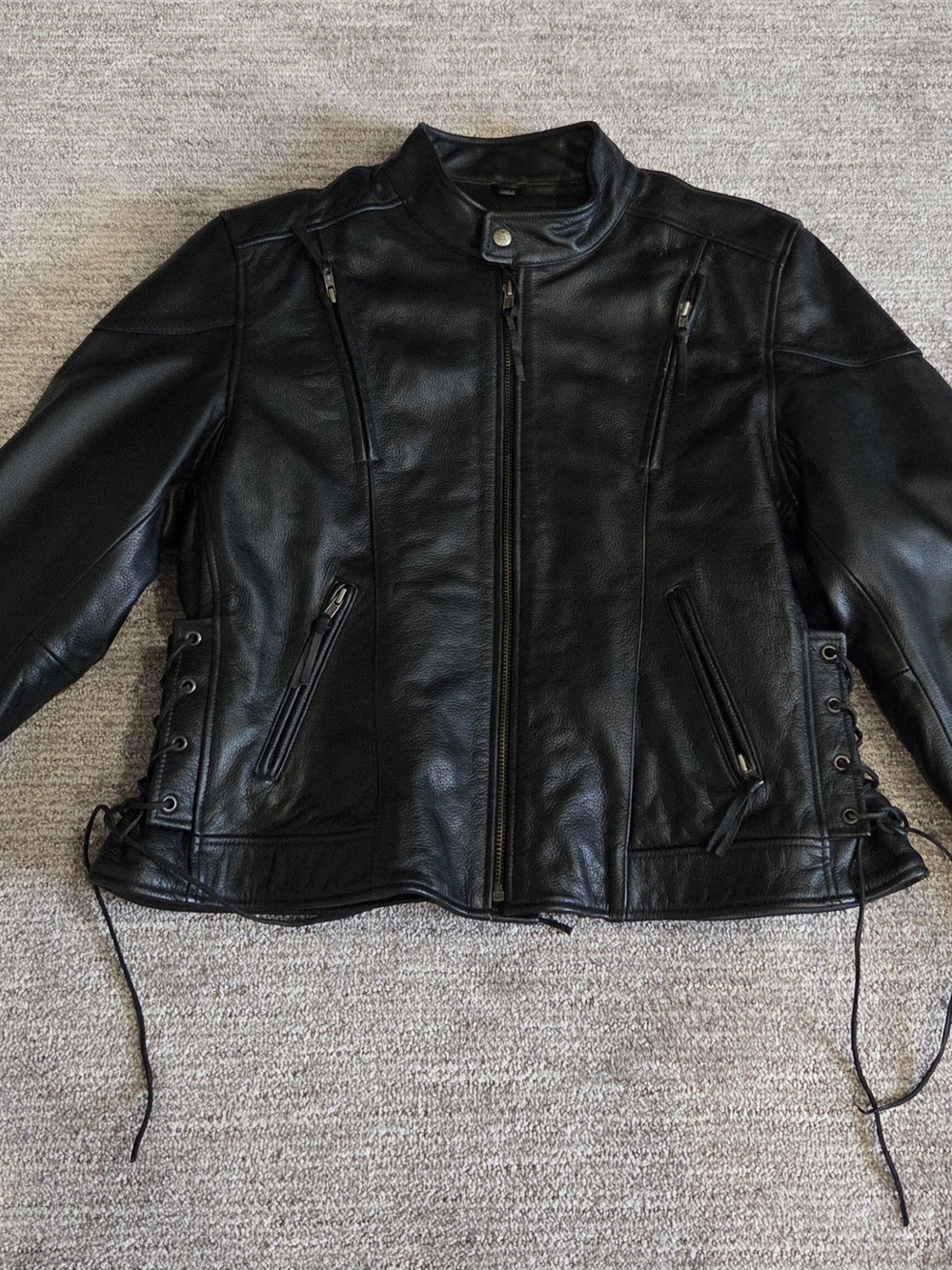 Womens First Leather Apparel Cafe Racer Biker Jacket